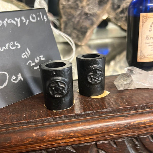 Candle holder, cast iron pentacle
